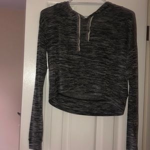 Cropped gray and white hoodie